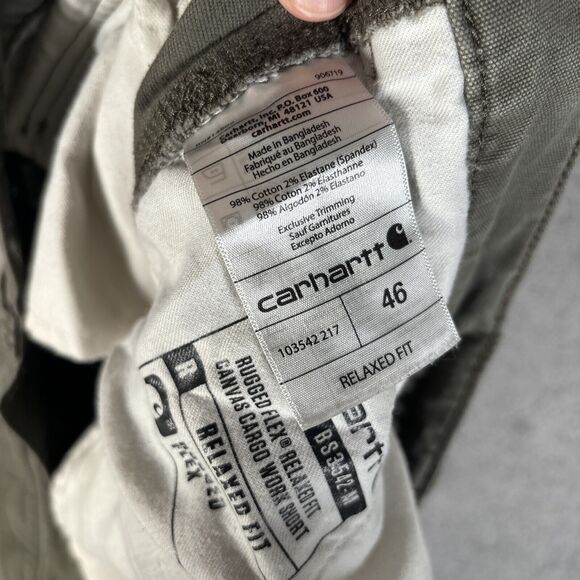 Carhartt Rugged Flex Cargo Shorts Men’s Size 46 Fits 44 Olive Green Relaxed Fit - Picture 5 of 11